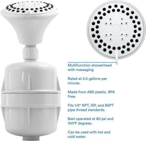 img 2 attached to 🚿 ProMax Water Filtered White Shower Head with 5 Function Massager - Removes Chlorine and Hard Water Minerals - Soothes Dry, Sensitive Skin and Hair - High Pressure and Water Saving