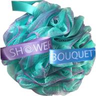 xl loofah bath sponge swirl set by shower bouquet: extra-large mesh pouf (4 pack color swirls) luffa loofa loufa puff scrubber - enhanced lathering, exfoliation with beauty bath accessories logo