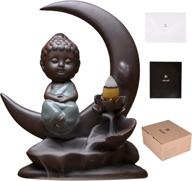 🧘 transform your space with the via moi incense burner holder buddah statue: backflow waterfall incense holder with calming falls and smoke fountain logo