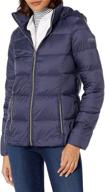 lucky brand women's lightweight packable down coat with boxed quilt- short length logo
