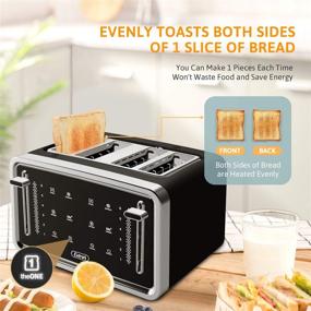 img 1 attached to 🍞 4-Slice Gevi Toaster with LED Display Touchscreen, Dual Control Panels for Bagel, Reheat, Defrost, Cancel, Toasting Single Slice, Longer Function, and 6 Shade Settings.