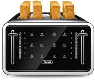 🍞 4-slice gevi toaster with led display touchscreen, dual control panels for bagel, reheat, defrost, cancel, toasting single slice, longer function, and 6 shade settings. логотип