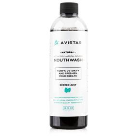 img 4 attached to Avistar Natural Activated Charcoal Mouthwash: Whitening Mouthwash with Black Charcoal - Alcohol & Fluoride Free Oral Rinse for White Teeth & Healthy Gums - Peppermint Flavor, 16 Fl Oz