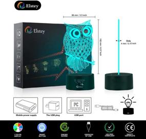 img 2 attached to 🦉 Elstey Owl 3D Illusion Lamp: 7 Color Changing Touch Table Desk LED Night Light for Kids - Ideal Home Décor & Gifts