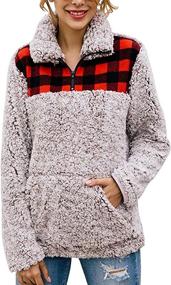 img 3 attached to 🧥 MIROL Women's Winter Oversized Outwear Sherpa Fleece Sweatshirt Coat with Long Sleeve and 1/4 Zipper Pullover