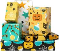 🎃 halloween wrapping paper sheets - folded flat - 6 unique designs (45.2 sq. ft.ttl) - 27.5 inch x 39.4 inch per sheet - maypluss logo