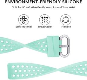 img 2 attached to 4 пакета ремешков Faychey Sport Bands - дышащие силиконовые заменяющие ремешки для Fitbit 🎽 Versa 2/Versa - бирюзовый розовый фиолетовый белый - мужчины женщины - совместимы с маленьким размером.