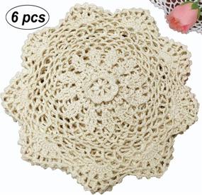 img 2 attached to 🧶 Набор из 6шт Подставок кружевных для вязания бежевого цвета диаметром 8 дюймов ручной работы из 100% хлопка, выполненных Creative Linens.
