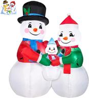 🎄 6ft outdoor christmas inflatables: snowmen family hugging with led lights - festive blow up yard decoration for xmas holiday! logo