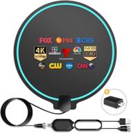 📺 200-mile long range hd digital tv antenna | indoor amplified signal booster for 4k 1080p uhf vhf fm local channels | includes 13.4ft coax cable, usb power adapter | round shape logo