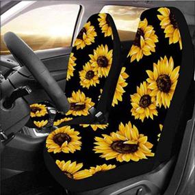 img 3 attached to 🌻 Ldntly 10PCS Sunflower Accessories Kit: Car Wheel Cover, Seat Covers, Center Pad, Cup Holder Coaster, Keyring, Vent Decor