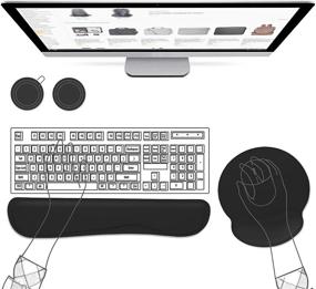 img 4 attached to 💻 AtailorBird Mouse Pad with Wrist Support and Keyboard Wrist Rest - 2 Piece Set for Comfortable Laptop, Office, Gaming, Online Study - Non-Slip Base - Includes Free PU & Cork Coasters - Black