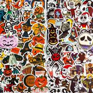 🎃 pack of 100 halloween stickers: tim burton's nightmare before christmas | waterproof vinyl pumpkin stickers for laptop, skateboard, guitar, water bottles | halloween themed decorations logo
