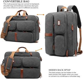 img 3 attached to 👜 CoolBELL Convertible Laptop Bag: Stylish and Versatile Canvas Dark Grey 17.3 Inch Laptop Case for Men/Women