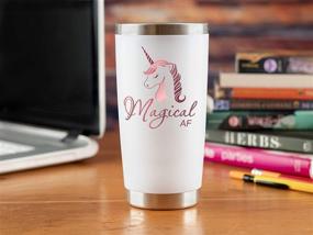 img 2 attached to 🦄 20oz Unicorn Tumbler with Lid - Funny Travel Coffee Mug Gift for Women, Adults & Unicorn Lovers - Cute Mugs