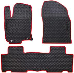 img 4 attached to 🚗 San Auto Car Rubber Floor Mats Custom Fit for Toyota RAV4 2014-2018 - All Weather Protection, Heavy Duty, Odorless, Black/Red - Auto Floor Liner Set