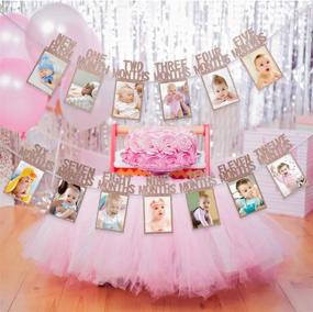 img 2 attached to 🎀 Rose Gold Glitter 1st Birthday Baby Photo Banner: Monthly Picture Decoration for Girls