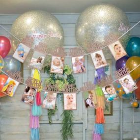 img 1 attached to 🎀 Rose Gold Glitter 1st Birthday Baby Photo Banner: Monthly Picture Decoration for Girls