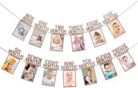 img 3 attached to 🎀 Rose Gold Glitter 1st Birthday Baby Photo Banner: Monthly Picture Decoration for Girls