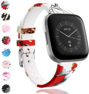 silicone slim straps compatible with fitbit versa 2 / versa/versa lite edition sport bands floral fadeless pattern printed strap replacement wristband for women men us61022 (#7 logo