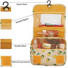 img 2 attached to 🍋 Hanging Toiletry Bag - Spacious and Durable Cosmetic Makeup Organizer with Sturdy Hook for Travel - Men & Women (Yellow Lemon)