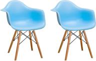 🪑 style meets comfort: mod made mid century modern paris tower dining arm chair wood leg, blue, set of 2 логотип