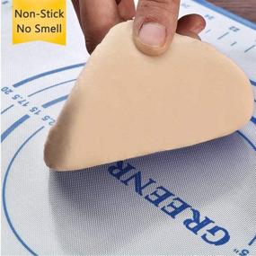 img 2 attached to 🥧 Extra Thick Non-Stick Baking Mat with Measurements - Large Silicone Pastry Mat for Fondant, Counter, Dough Rolling, Oven and Pie Crust - 16''(W) x 24''(L) - Blue+