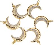 💫 dazzling danlingjewelry 5-pc set: clear moon with star charms featuring micro pave cz stones for stunning jewelry making (19x13mm) logo