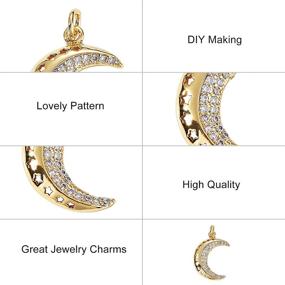 img 1 attached to 💫 Dazzling DanLingJewelry 5-PC Set: Clear Moon with Star Charms Featuring Micro Pave CZ Stones for Stunning Jewelry Making (19x13mm)