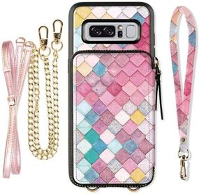 img 4 attached to ZVE Samsung Galaxy Note 8 Wallet Case with Credit Card Holder Crossbody Chain, Leather Zipper Purse Protective Shockproof Case Cover for Samsung Galaxy Note8 6.3 - Mermaid Wall