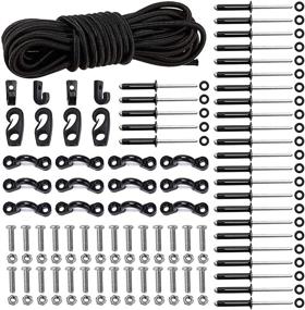 img 4 attached to 🚣 19.7 FT Kayak and Canoe Deck Rigging Kit - Bungee Cord with Tie Down Pad Eyes, J-Hooks, Bungee Cord Hook Screws & Rivets - Ideal for Boats