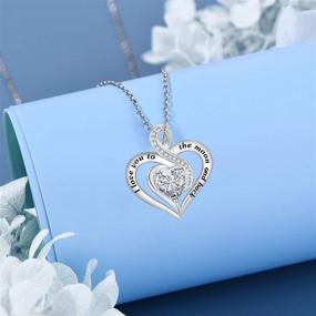 img 3 attached to 🎁 S925 Sterling Silver Heart Necklace for Women - Infinity Pendant Necklace, Symbolic 'I Love You to The Moon and Back' Jewelry Gift for Mother, Girlfriend, Wife - Ideal for Women and Girls