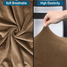 img 2 attached to 🪑 NORTHERN BROTHERS Velvet Dining Room Chair Seat Covers - Set of 4 - Stretchy & Stylish Slipcovers for Kitchen Chairs in Velvet Camel - 4 Pack