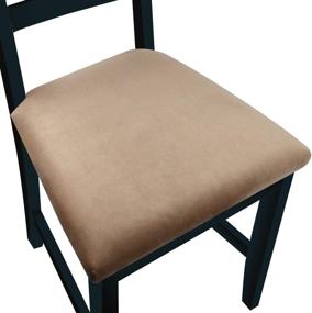 img 4 attached to 🪑 NORTHERN BROTHERS Velvet Dining Room Chair Seat Covers - Set of 4 - Stretchy & Stylish Slipcovers for Kitchen Chairs in Velvet Camel - 4 Pack