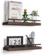 🪵 rustic wood floating wall shelves - set of 2, ideal home decor for bathroom, farmhouse, kitchen, bedroom, and living room storage logo