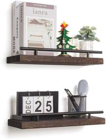 img 4 attached to 🪵 Rustic Wood Floating Wall Shelves - Set of 2, Ideal Home Decor for Bathroom, Farmhouse, Kitchen, Bedroom, and Living Room Storage