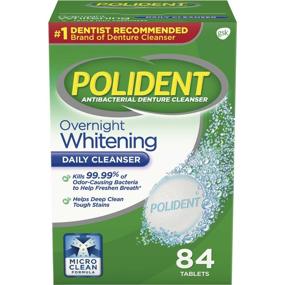 img 4 attached to 🌙 Polident Overnight Whitening Denture Cleanser Tablets, 84 Count: Revitalize Your Dentures while You Sleep!