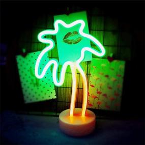 img 4 attached to Banshou Neon Palm Tree Sign: Illuminating LED Light Decoration for Children's Gifts, Kids' Room, Home, Parties, Tables, Office, and Weddings