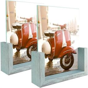 img 4 attached to 🖼️ HORLIMER 5x7 Picture Frames Set of 2: Rustic Wooden Base & Tempered Glass for Tabletop Display