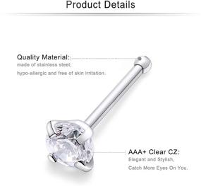 img 2 attached to Cisyozi Stainless 4 Prong Setting Diamond Piercing