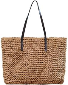 img 4 attached to 🏖️ Stylish Women's Handmade Straw Woven Tote - Perfect for the Beach