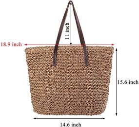 img 2 attached to 🏖️ Stylish Women's Handmade Straw Woven Tote - Perfect for the Beach