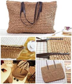 img 3 attached to 🏖️ Stylish Women's Handmade Straw Woven Tote - Perfect for the Beach