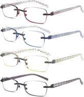 👓 crgatv 4-pack rimless tinted reading glasses: stylish women's blue light blocking readers (+2.75 magnification) - anti uv/eye strain/glare logo