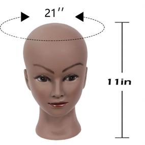 img 2 attached to 👩 Профессиональная темно-коричневая женская париковая голова: идеально подходит для изготовления париков, дисплея, очков и причесок - голова манекен с пинами MRTOUMO