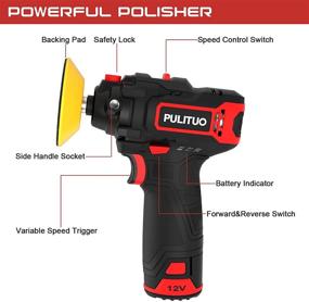 img 2 attached to 🚗 PULITUO 12V Cordless Car Buffer Polisher, 3 inch Polisher for Car Detailing with Variable Speeds 0-2600/7800 RPM, 2.0Ah Battery & Fast Charger, Including 13 Pcs