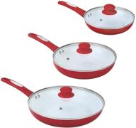 🍳 fgy 6-piece nonstick frying pan set with induction bottom - oven-safe omelet pan, 2 fry pans with lids - dishwasher safe (red) logo