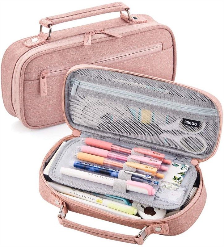 BTSKY Colored Pencil Case Holder- Big Capacity Deluxe PU Leather Storage  Pencil Organizer Holds 160 Pencils with Handle Strap for School College