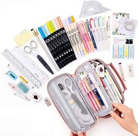 img 3 attached to 🎒 EASTHILL Large Capacity Pencil Case for College School Office - Pouch Bag for Girls Boys Teens with Big Storage