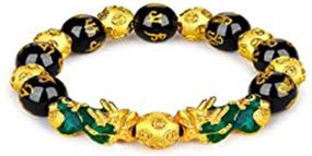 img 2 attached to 🧿 Black Obsidian Bead Bracelet Amulet Set - Feng Shui Adjustable Pi Xiu Pi Yao Dragon Bracelet Necklace for Women, Men, Girls, Boys - Lucky Attract Wealth Fortune - Good Luck Jewelry